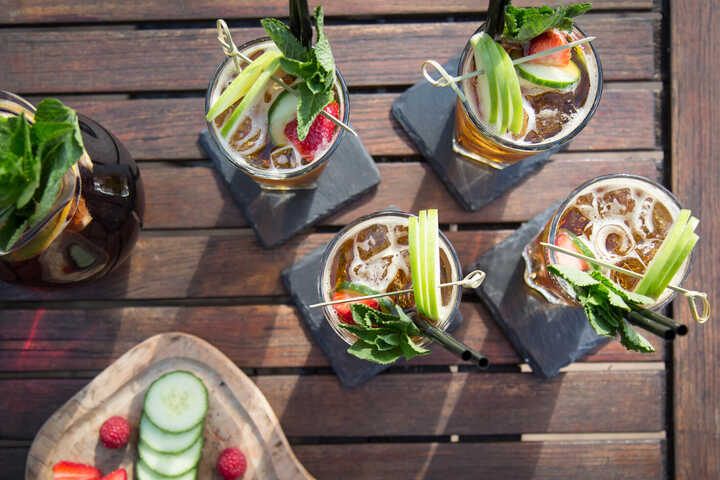 alcohol-free pimms on a table